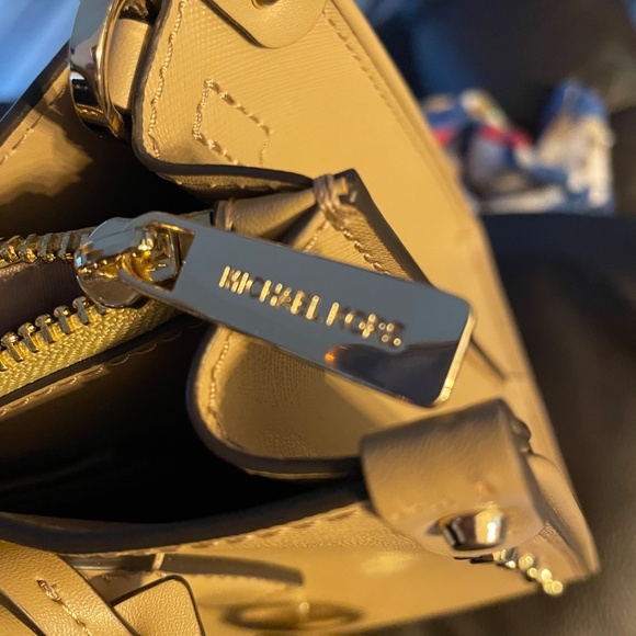 Michael Kors Maple Camel Leather Studded Satchel - Picture 11 of 12